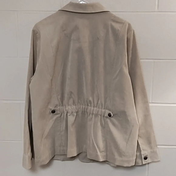 CJ Banks 2X Soft Fine Waled Corduroy Jacket Pockets Lightweight Cream/Tan Zip-up - Picture 2 of 10